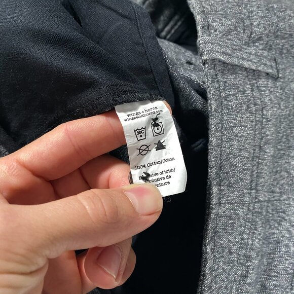 Wings + Horns Button Fly Knit Tapered Fit Gray Cropped Trousers men's size 30x25 - Picture 5 of 8